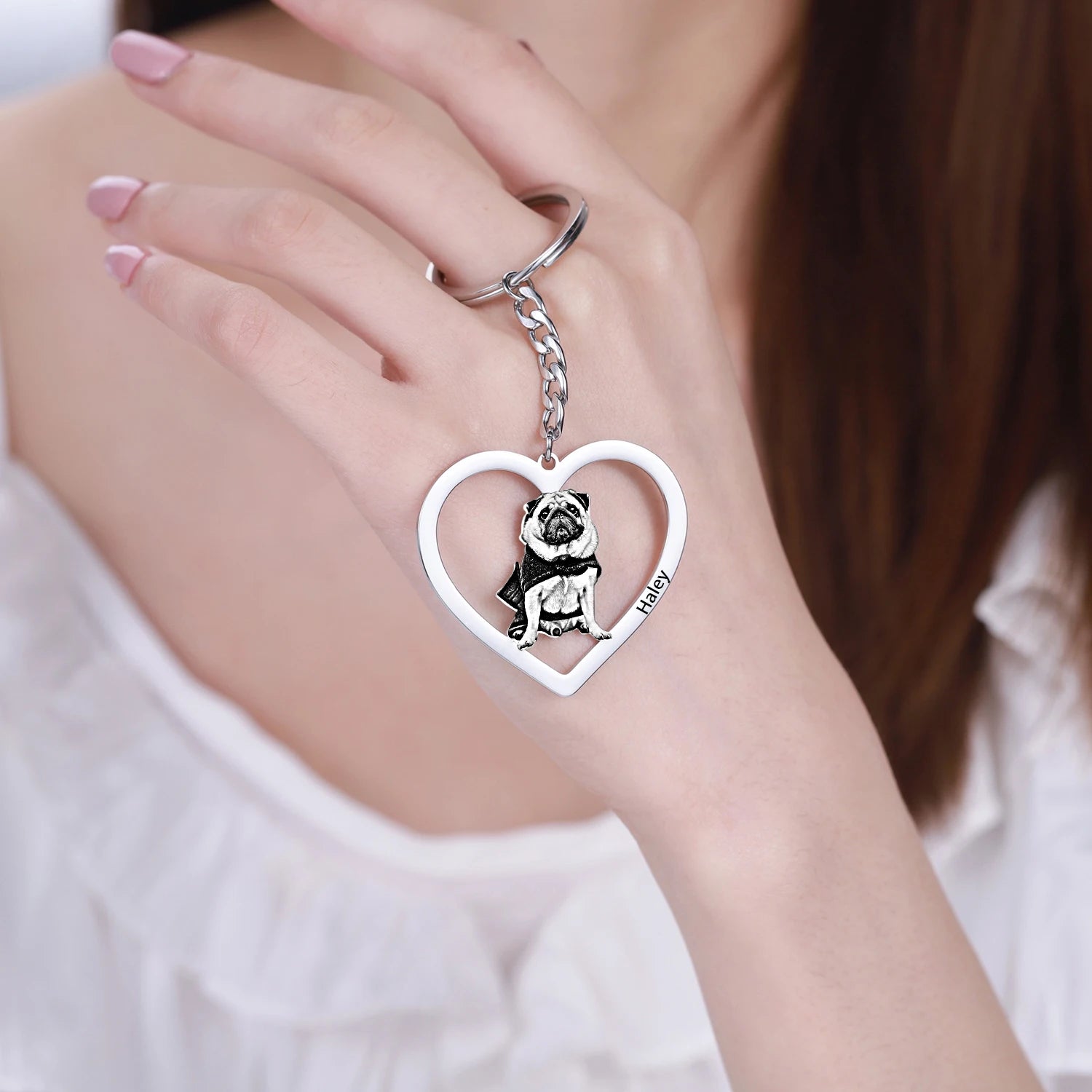 Customized Stainless Pet Photo Keychain