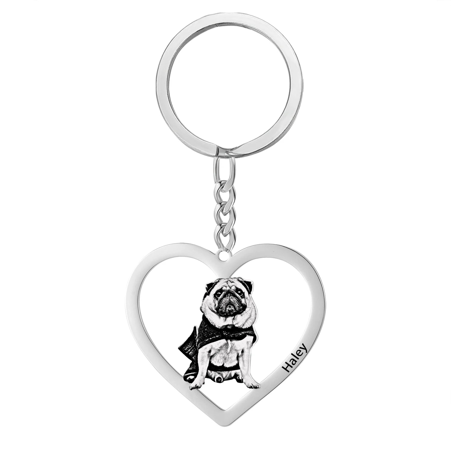 Customized Stainless Pet Photo Keychain