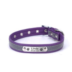 Custom Engraved Dog Collar, Leather Reflective