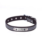 Custom Engraved Dog Collar, Leather Reflective