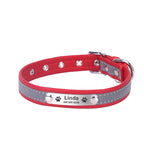 Custom Engraved Dog Collar, Leather Reflective