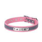 Custom Engraved Dog Collar, Leather Reflective