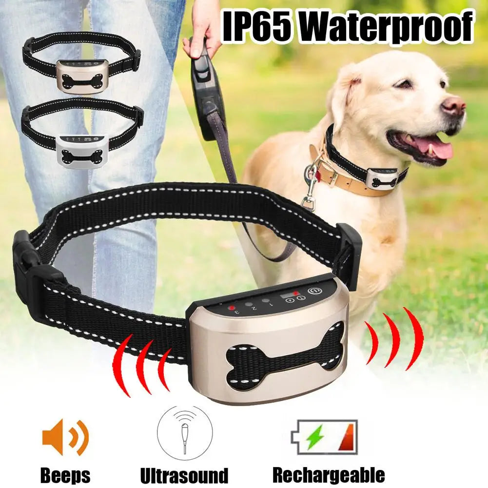 Anti Bark Collar, Train, Rechargeable Waterproof, Vibration, Ultrasonic