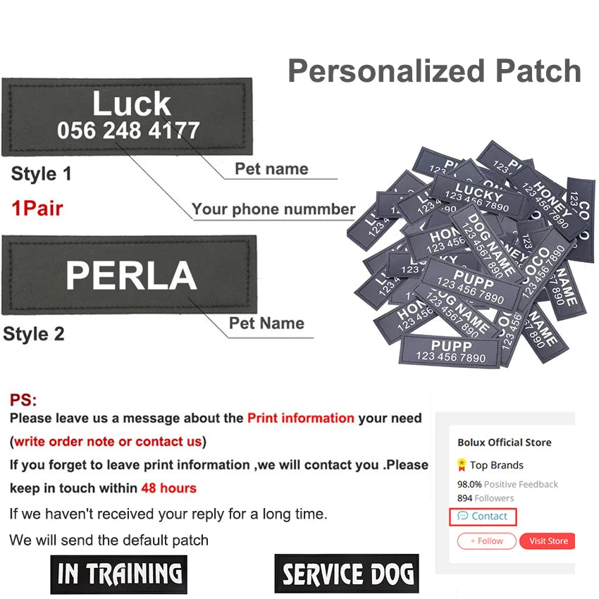 Personalized Dog Harness, NO PULL, Reflective, Adjustable