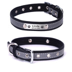 Custom Engraved Dog Collar, Leather Reflective