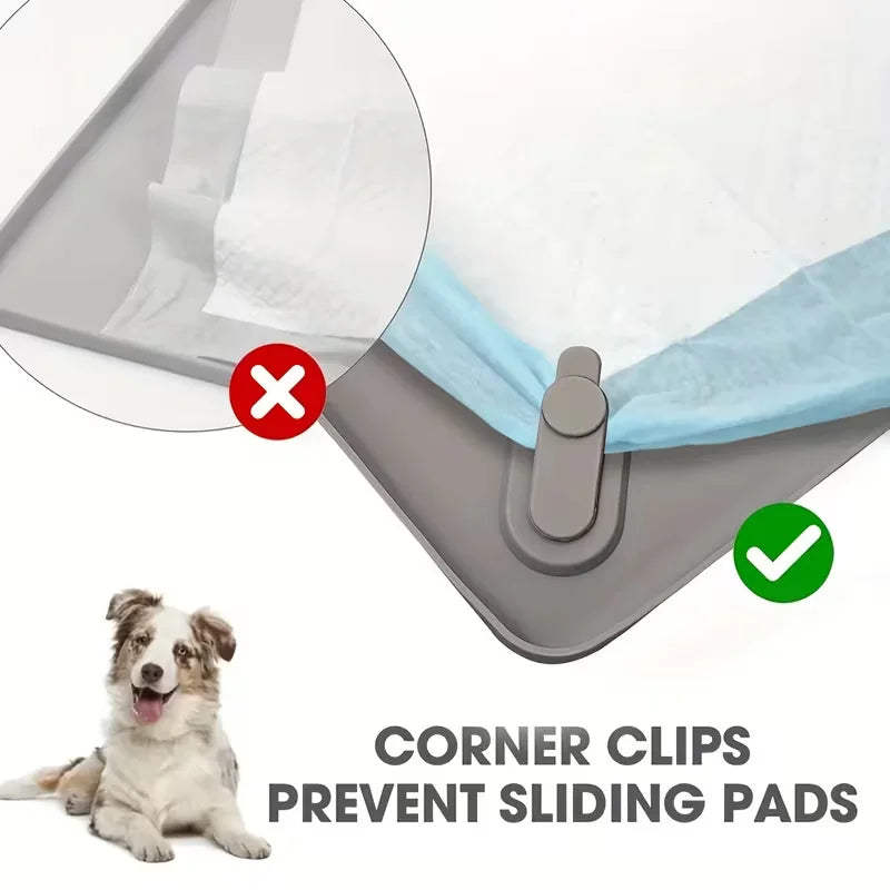 Multi-Size Pet Training and Urine Barrier Pad with 8 Support Clips