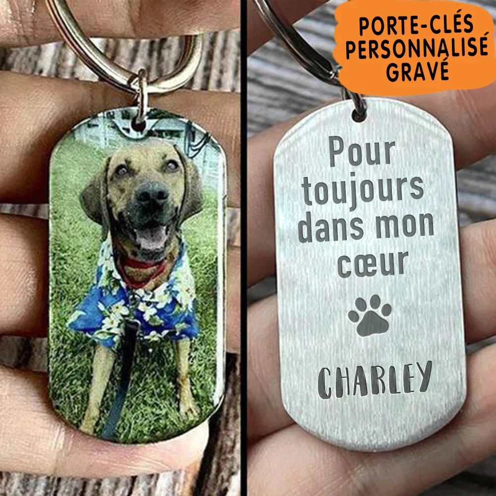 Personalized Pet Photo Keychain, Stainless Steel