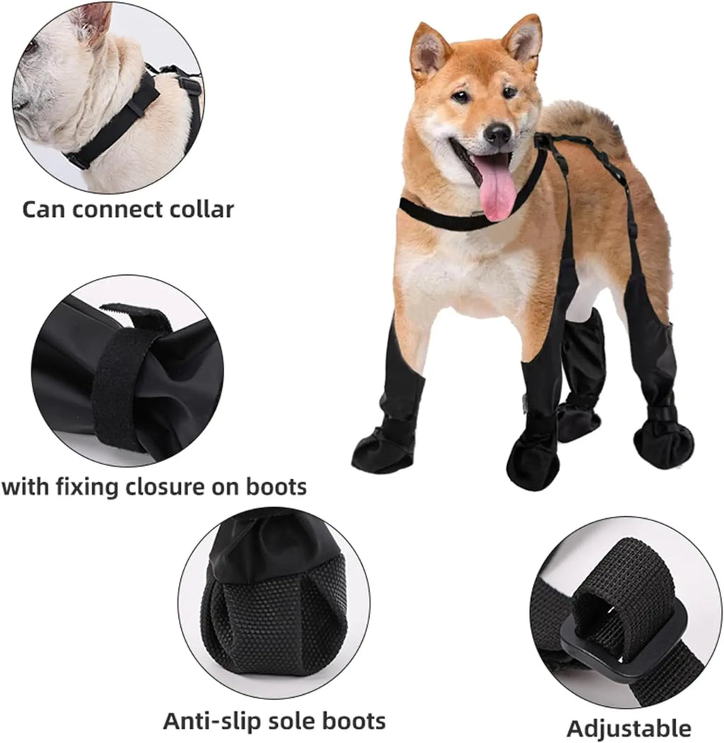 Outdoor Walking Dog Boot Leggings, Suspender