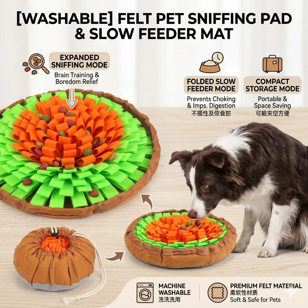 Interactive Washable Dog Snuffle Mat, Slow Feeding Mat
