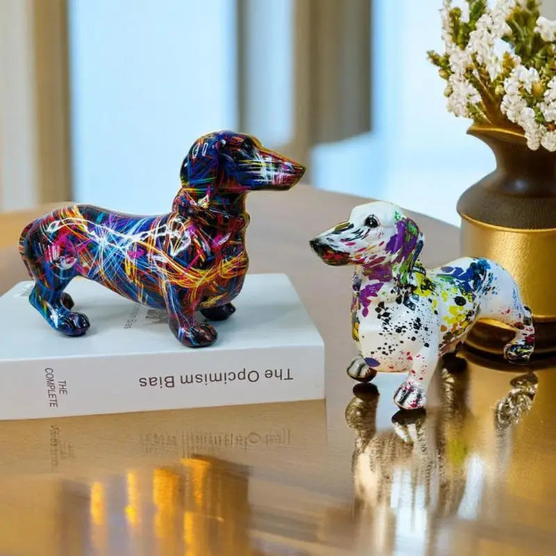 Graffiti Dachshund Dog,  Resin Crafts Miniature Statues