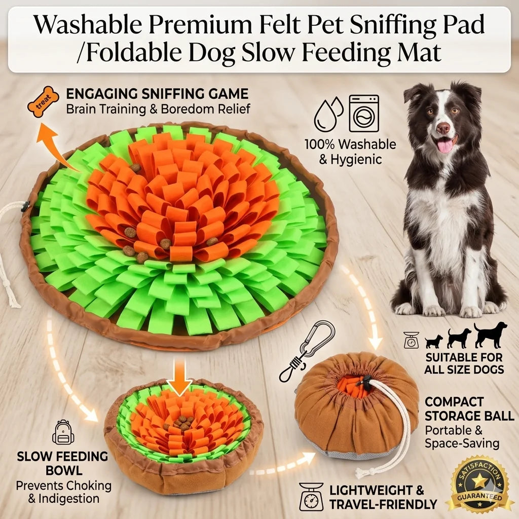 Interactive Washable Dog Snuffle Mat, Slow Feeding Mat