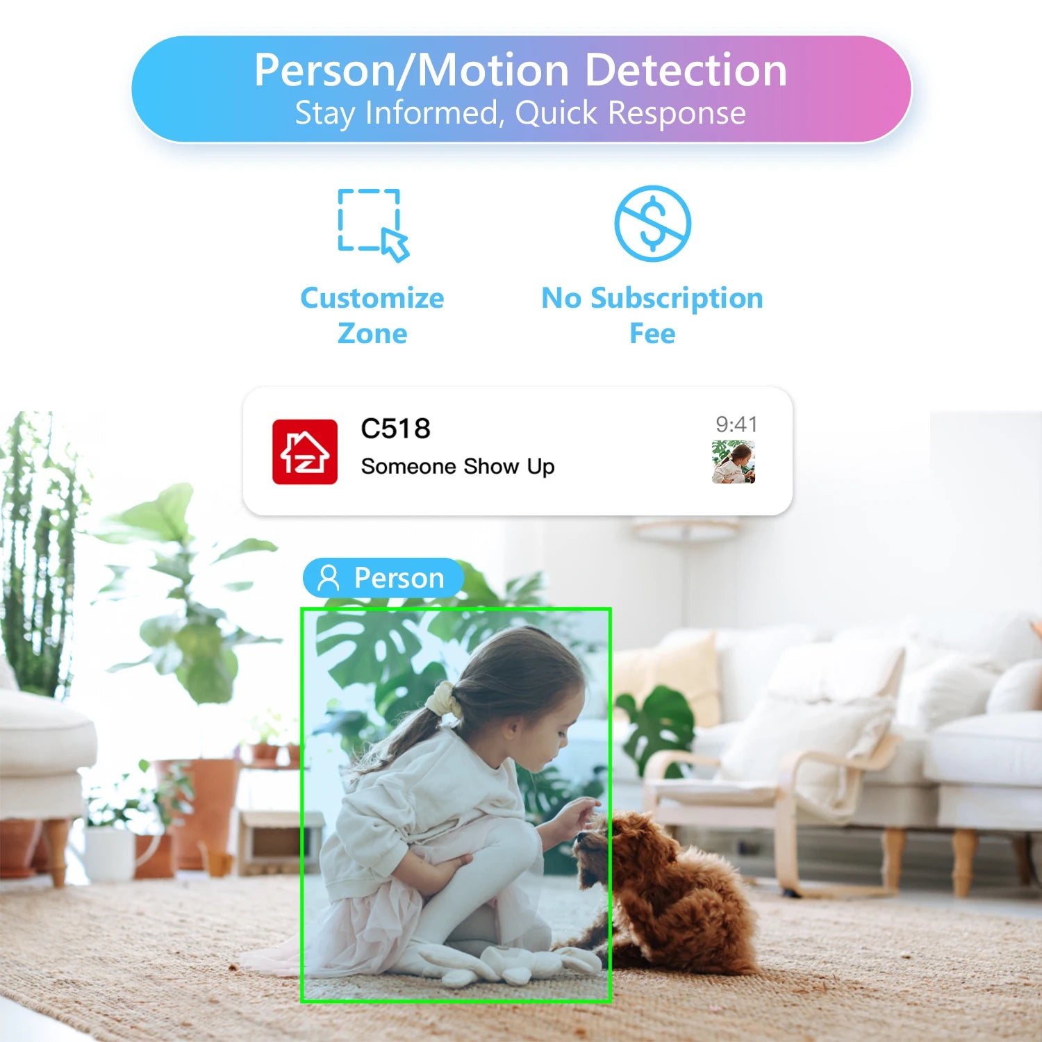 Smart Security Camera, Pet Monitor ,WiFi Surveillance