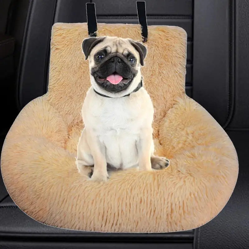 Plush Dog Car Seat w/Adjustable Fixed Strap