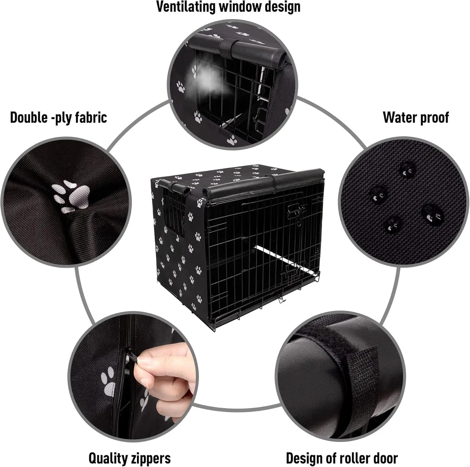 Durable Windproof Dog Crate Cover for 24-48 Inch Kennels