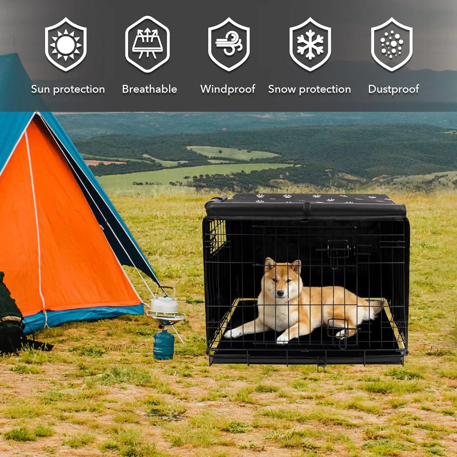 Durable Windproof Dog Crate Cover for 24-48 Inch Kennels