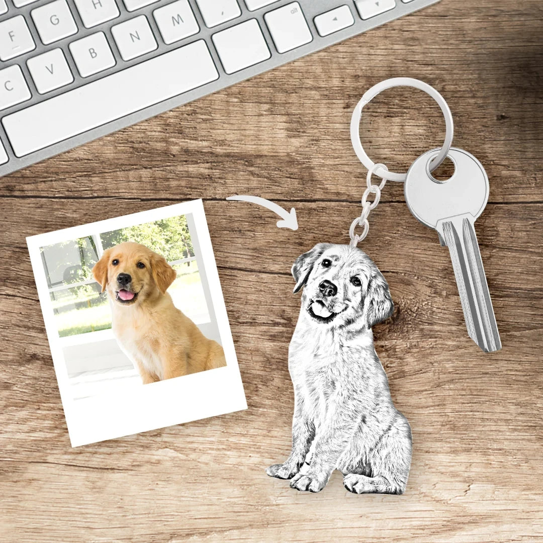 Personalized Pet Photo Keychain, Stainless Steel