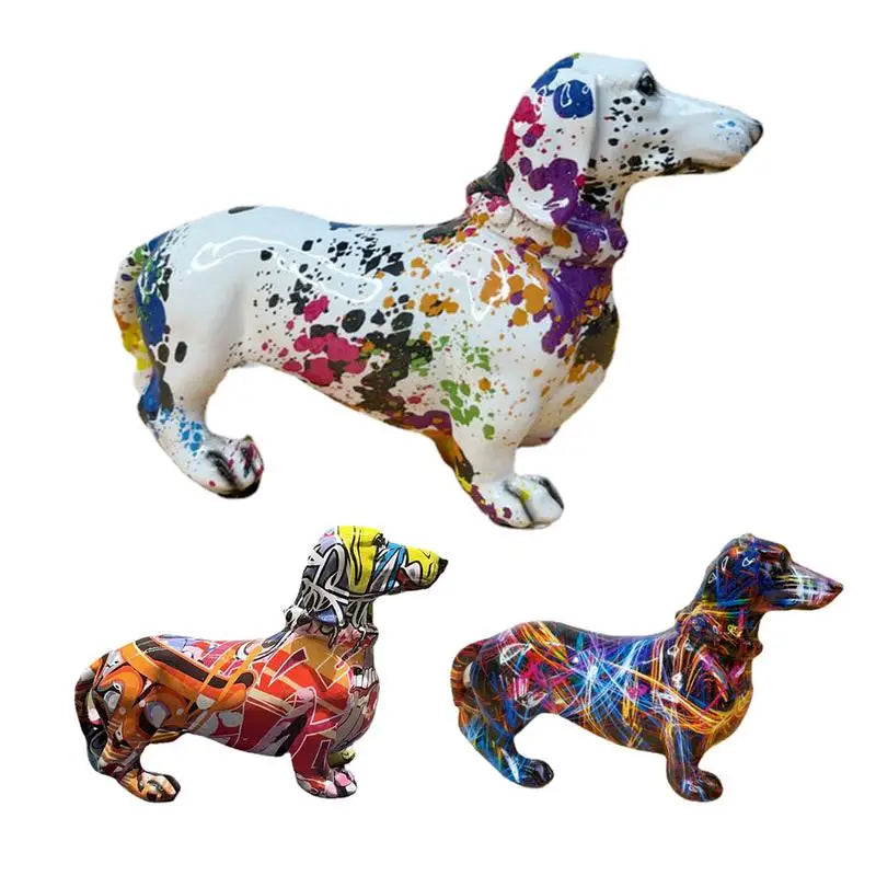 Graffiti Dachshund Dog,  Resin Crafts Miniature Statues