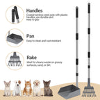 Dog Pooper Scooper, Dog Poop Tray and Rake Set