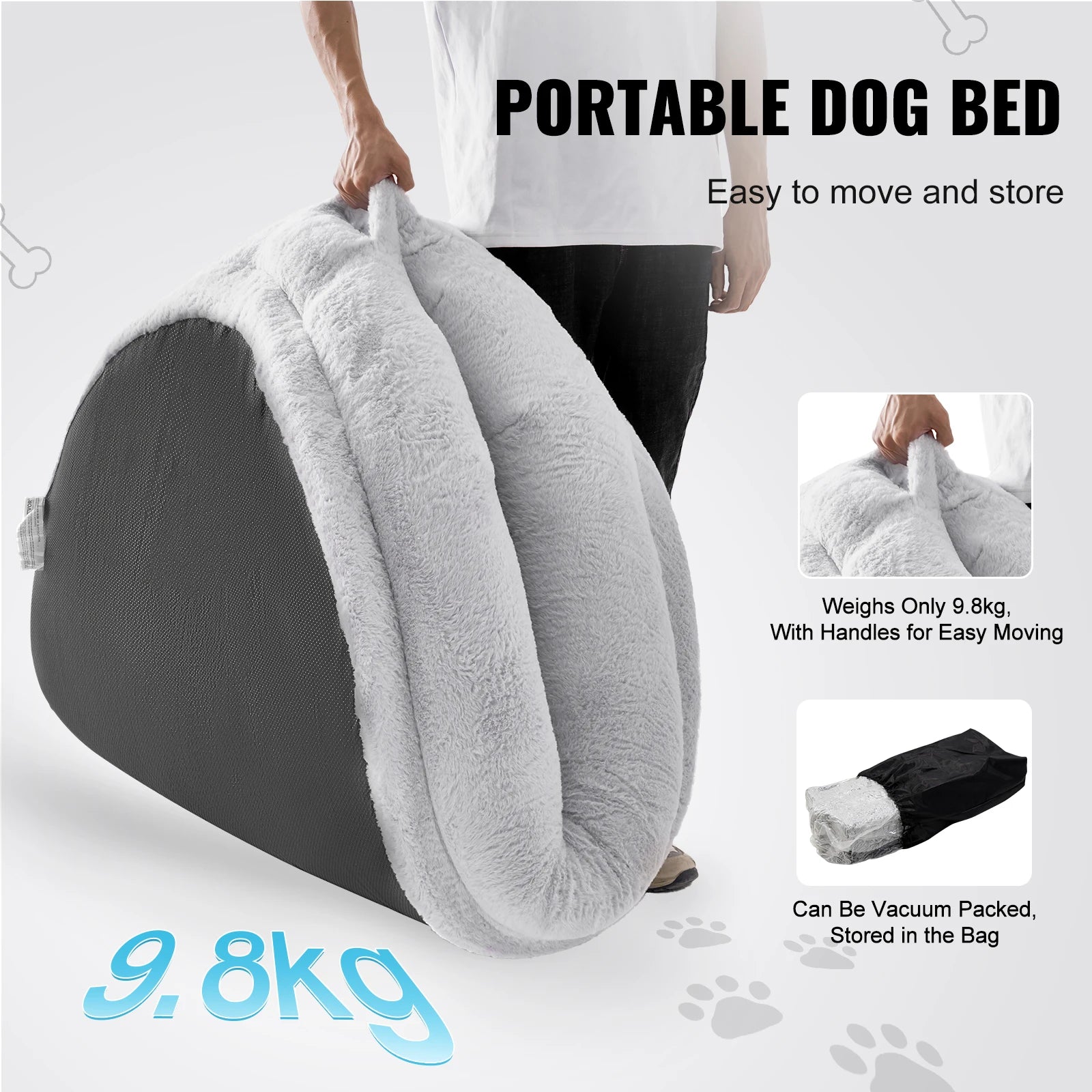Human Sized Dog Bed w/ Washable Faux Rabbit Fur Cover