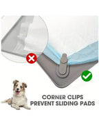 Multi-Size Pet Training and Urine Barrier Pad with 8 Support Clips