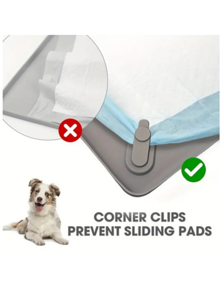 Multi-Size Pet Training and Urine Barrier Pad with 8 Support Clips