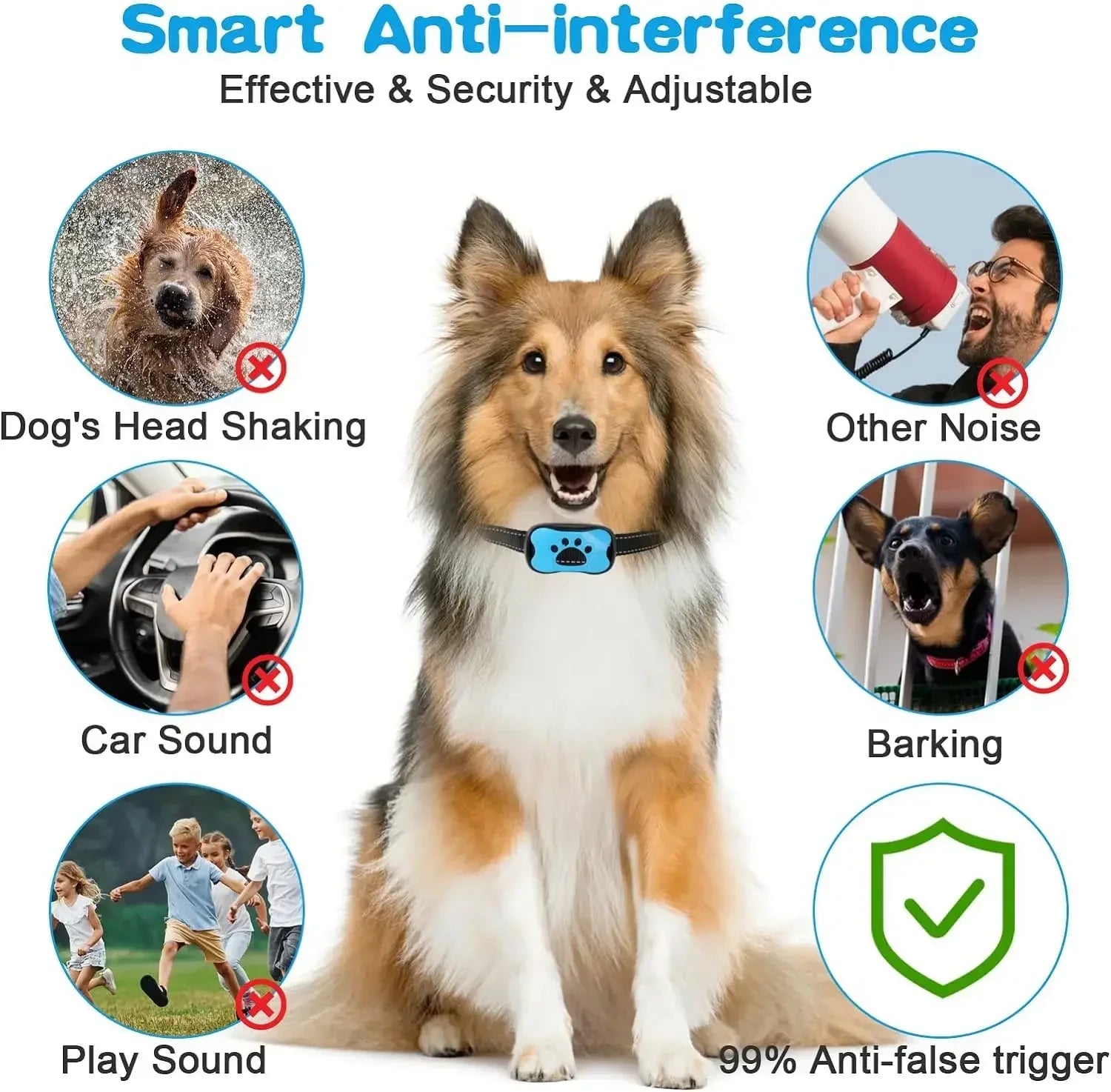 Dog Anti Barking Device, USB Rechargeable, Dogs Training Collar