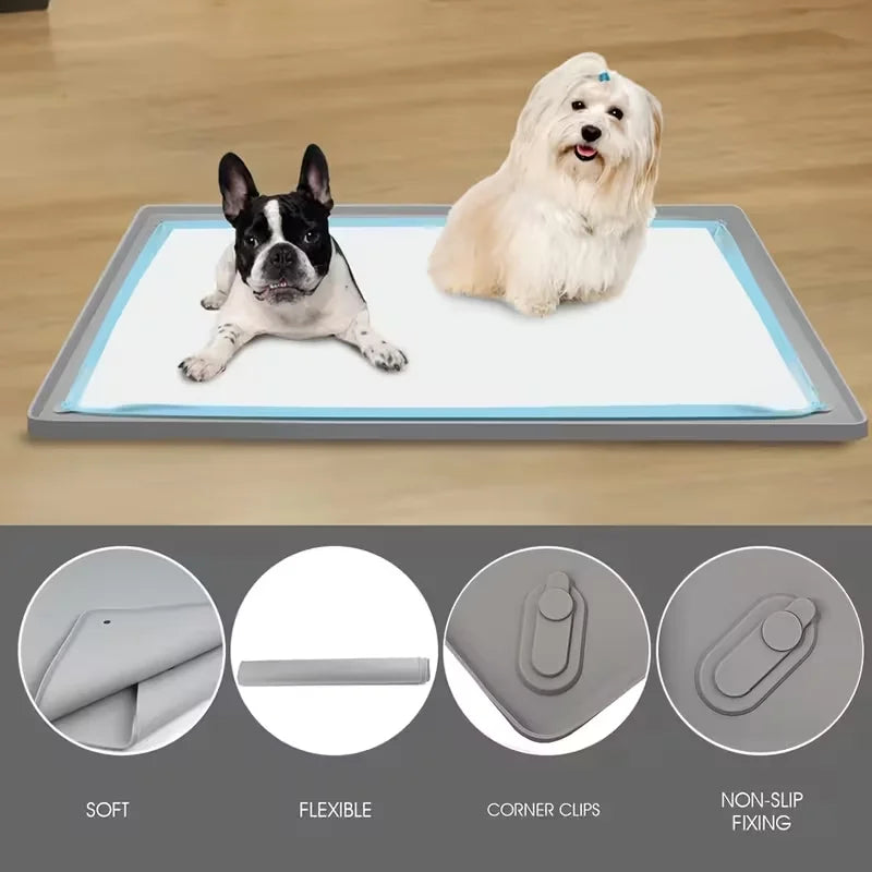 Multi-Size Pet Training and Urine Barrier Pad with 8 Support Clips