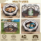 Foldable Pet Playpen - Durable Oxford Cloth with Removable Zipper
