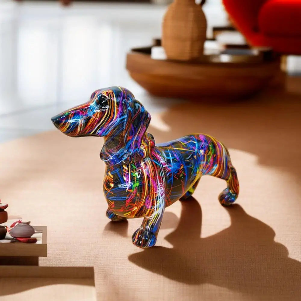 Graffiti Dachshund Dog,  Resin Crafts Miniature Statues