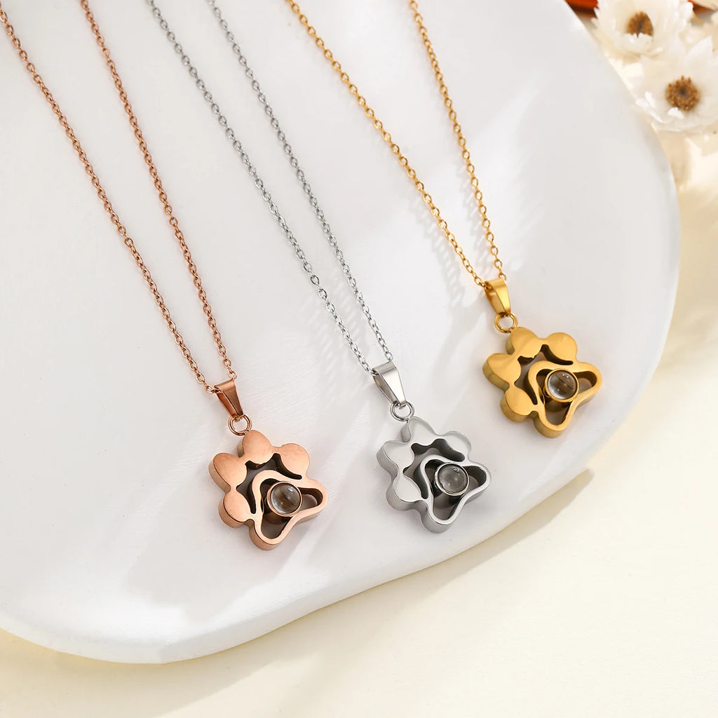 Custom Pet Photo Projection Necklace, Memorial Gift Jewelry