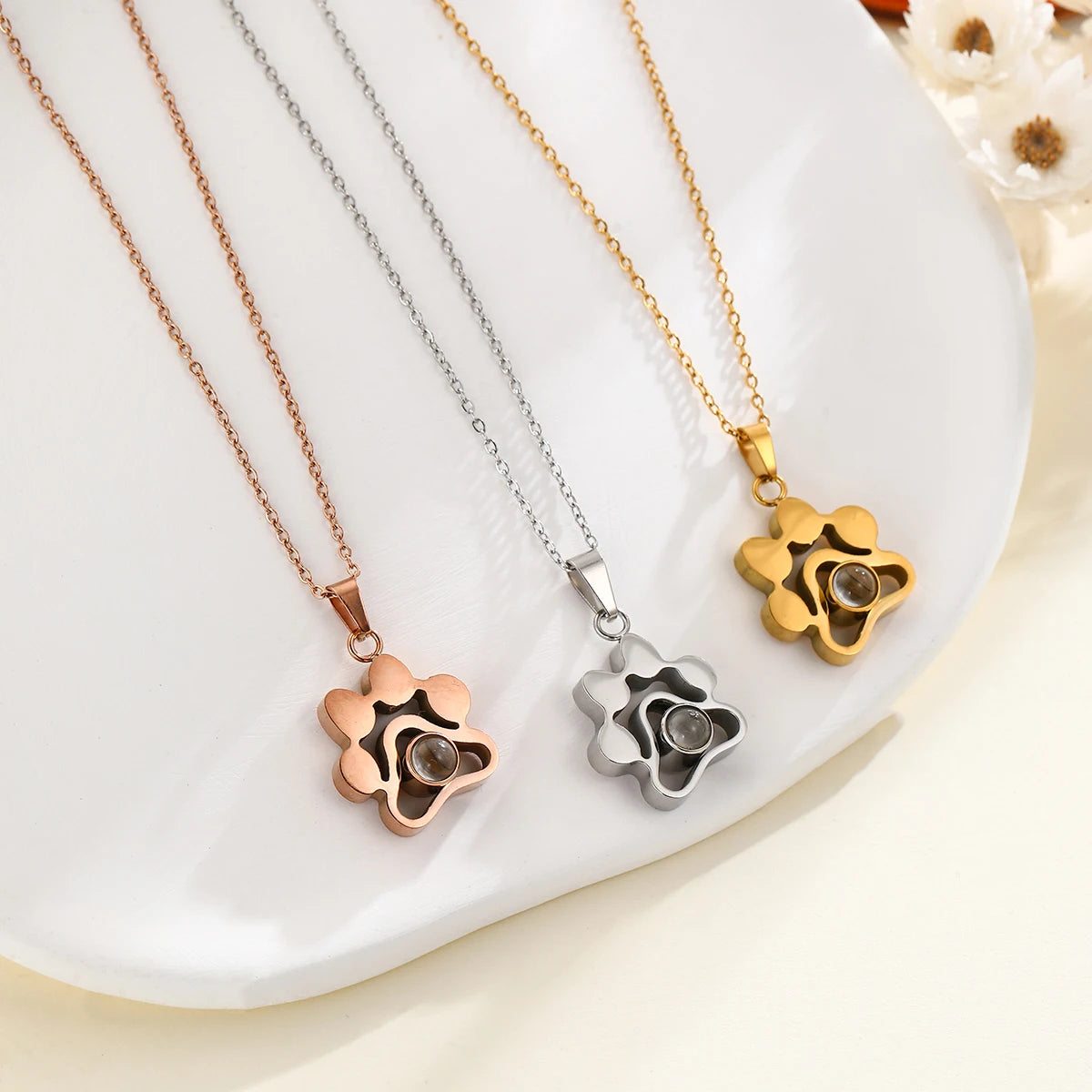 Custom Pet Photo Projection Necklace, Memorial Gift Jewelry