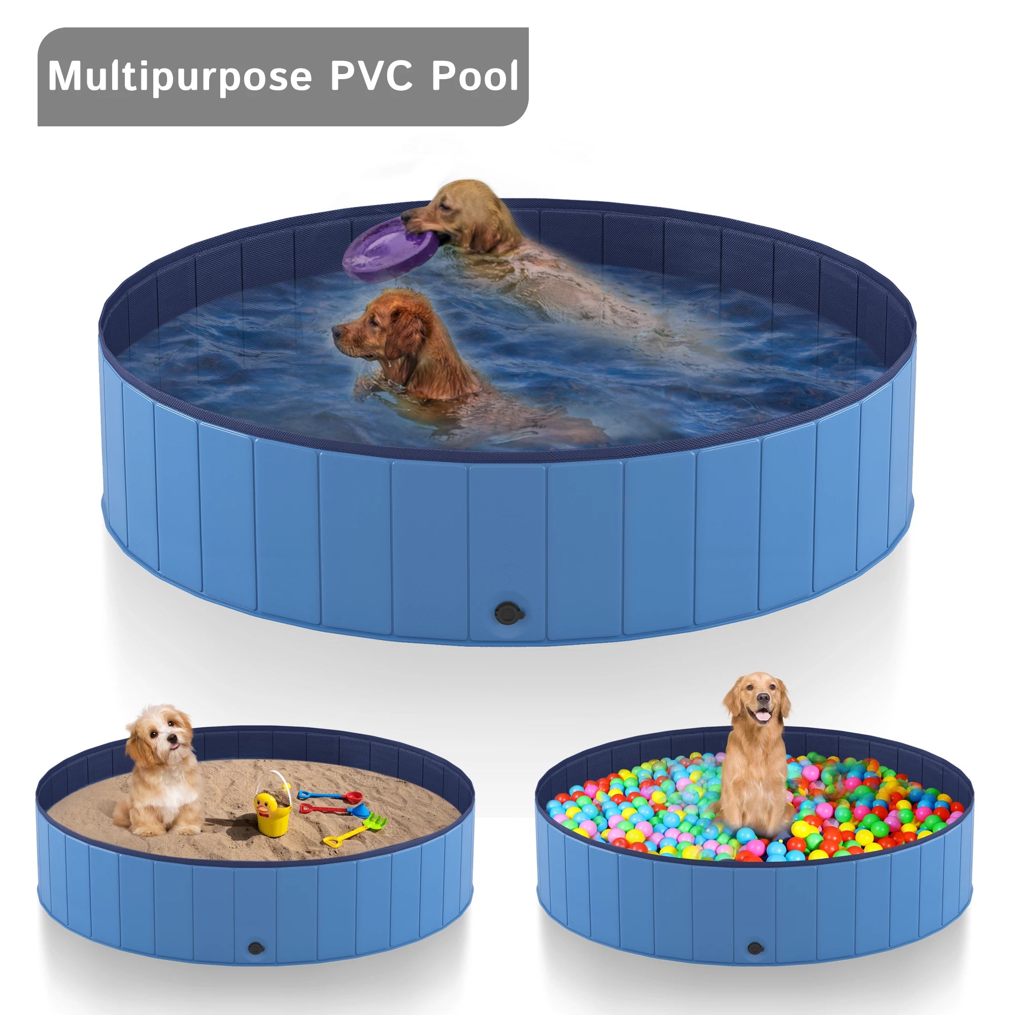 Portable Dog Pool, Anti-Slip Collapsible Pet Bathtub