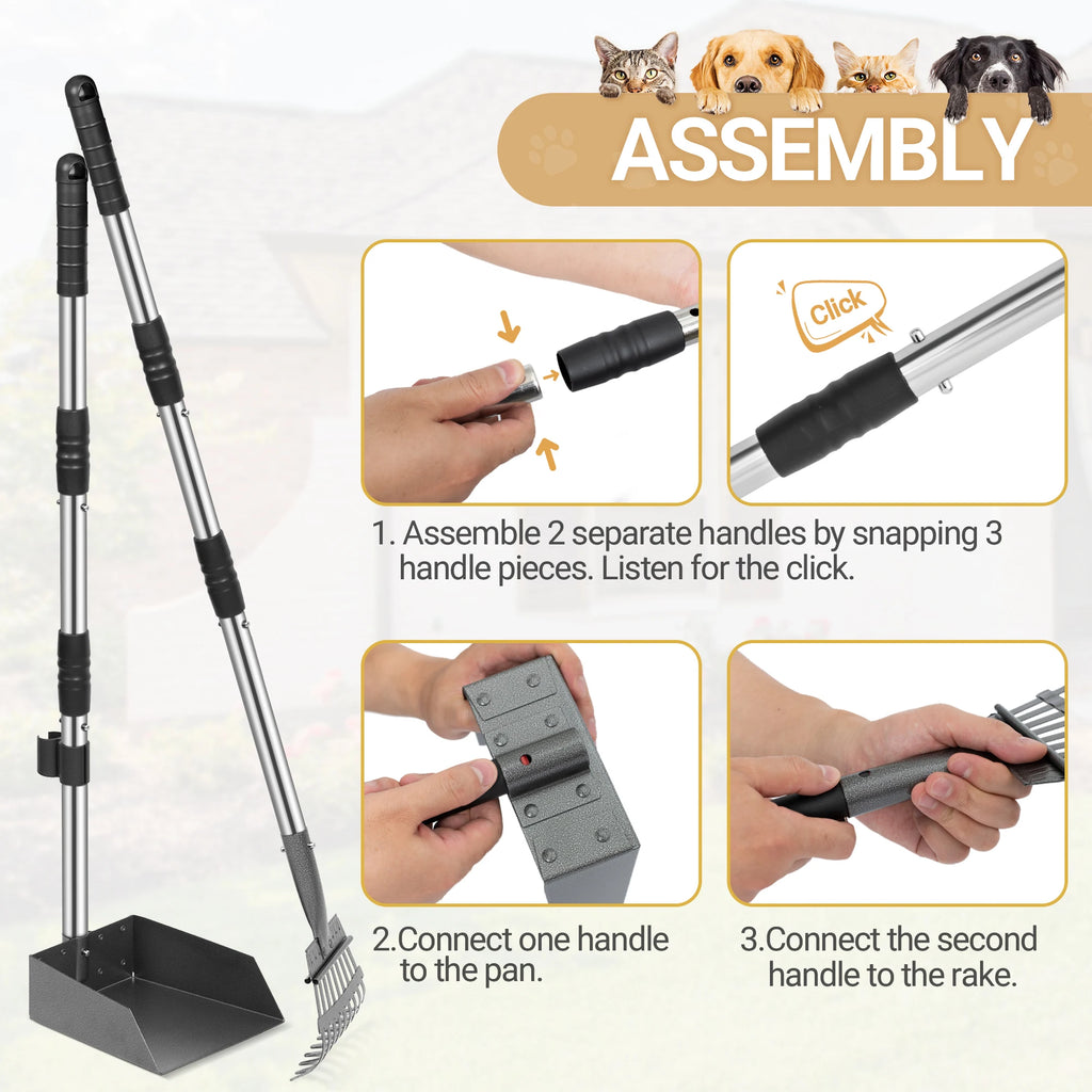 Dog Pooper Scooper, Dog Poop Tray and Rake Set