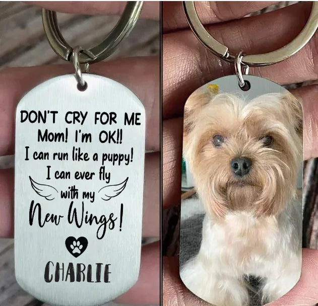 Personalized Pet Photo Keychain, Stainless Steel