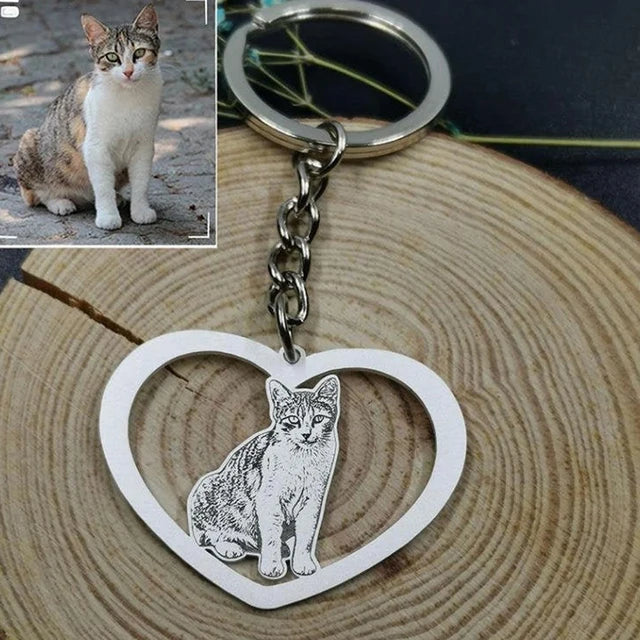 Personalized Pet Photo Keychain, Stainless Steel