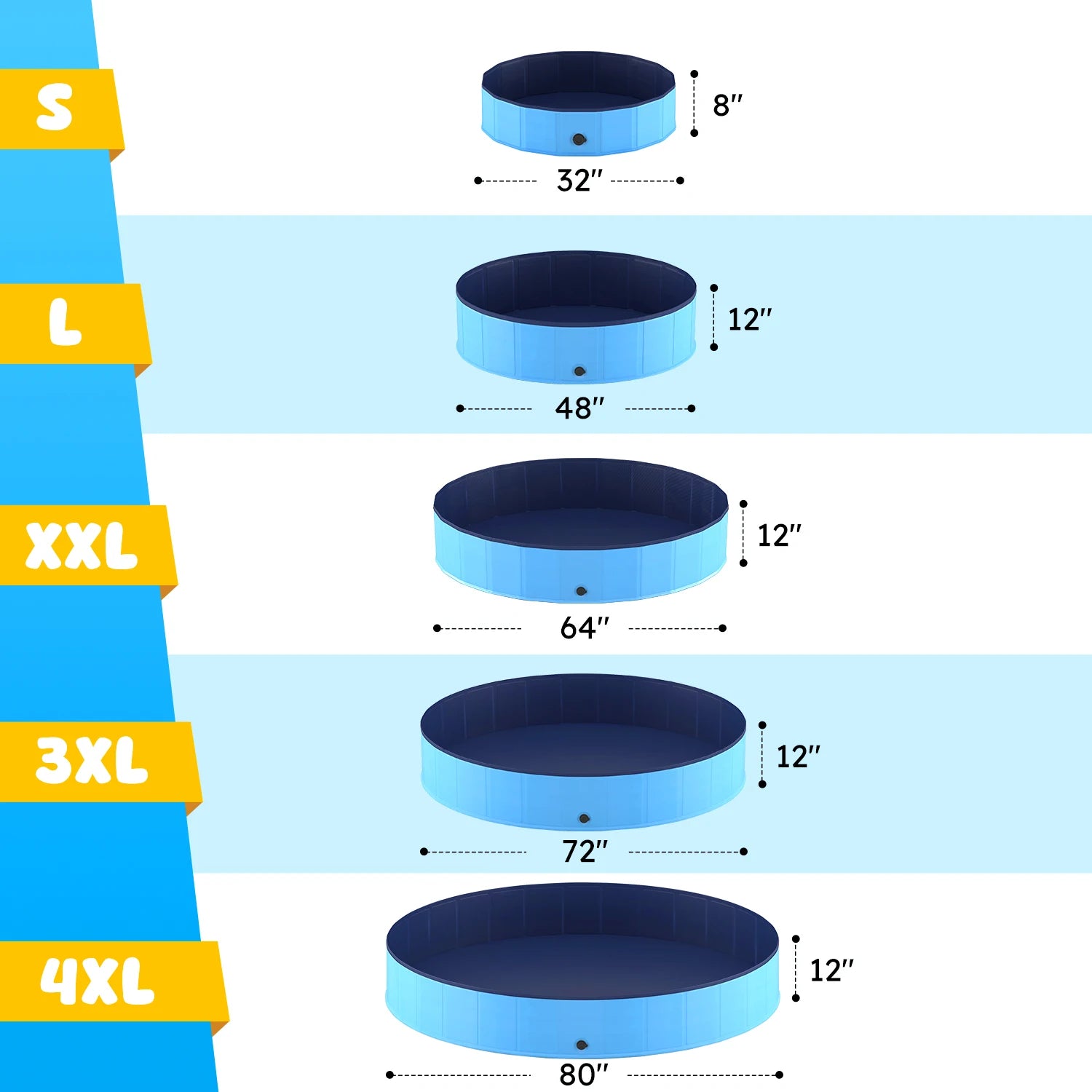 Portable Dog Pool, Anti-Slip Collapsible Pet Bathtub