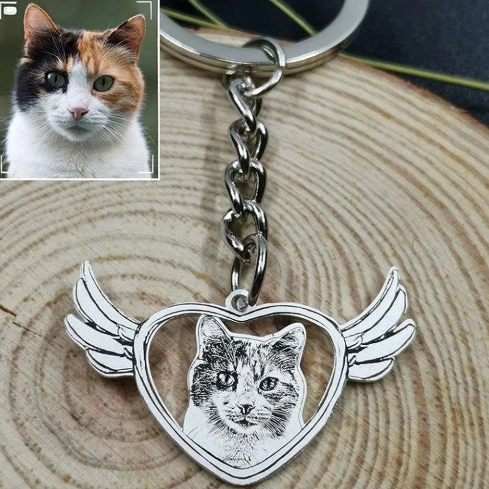Personalized Pet Photo Necklace, Engraved Pets Memory Jewelry