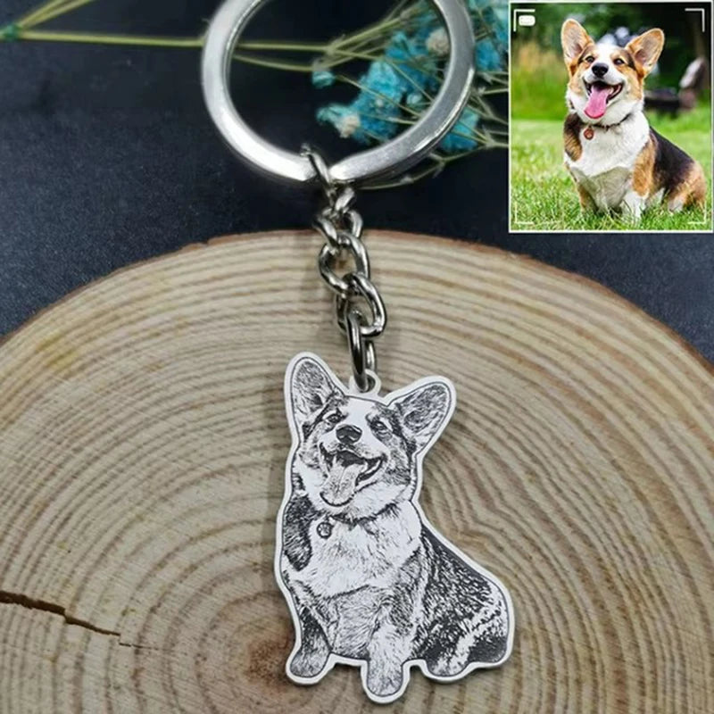 Customized Stainless Pet Photo Keychain