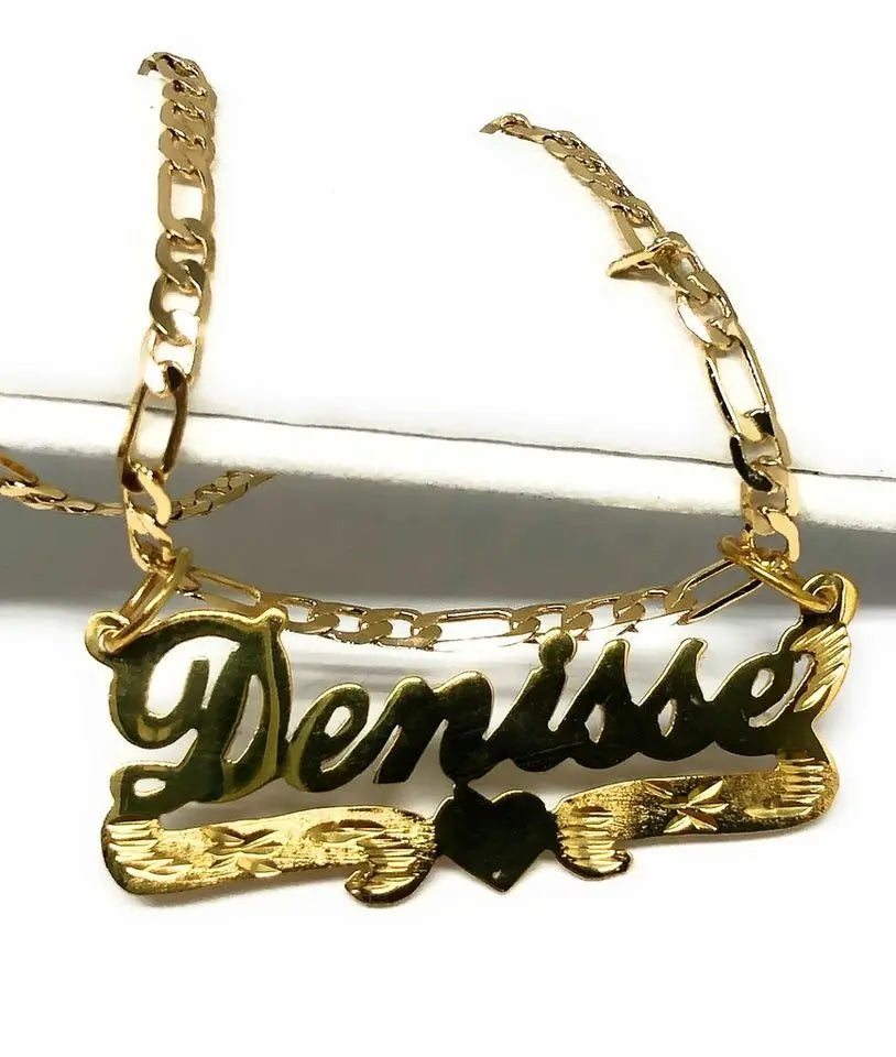 Personalized Necklace With Pet's Name,18k Plated Gold Pendant